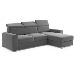 M-Punkt Ecksofa TOKIO mit Bett und Bettkasten Sofa/Schlafsofa - Anthrazit/Grau