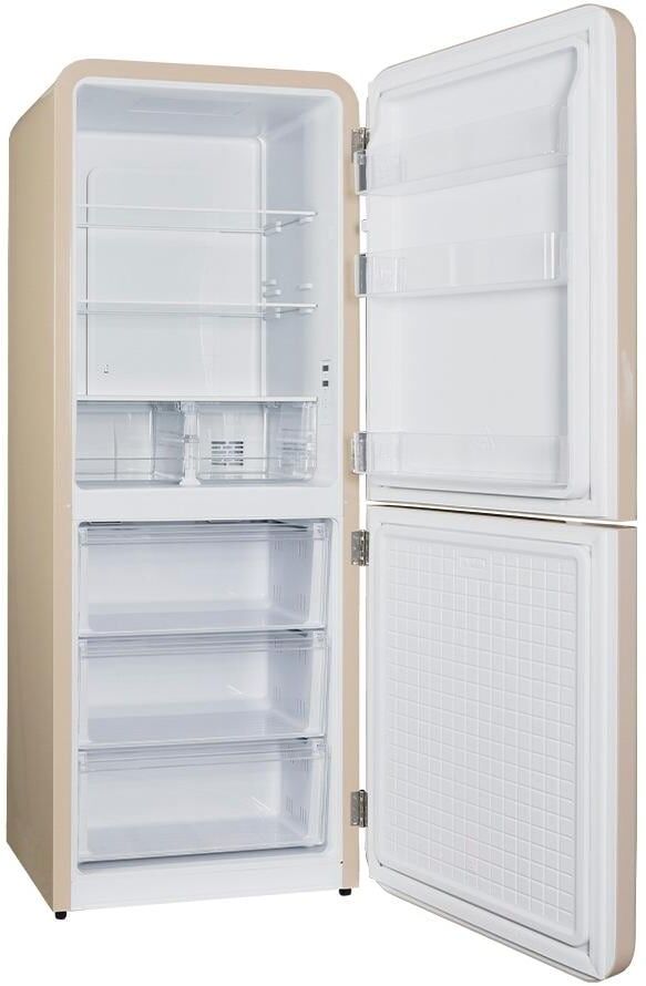 KIBERNETIK Kühl-/Gefrierkombination "KSTK401 Beige, Rechts", Energieeffizienz: E, beige (natur), Rechtsanschlag, Kühlschränke, Kühl-/Gefrierkombination natur Rechtsanschlag