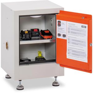 CEMO Akku-Lagerschrank FMplus US, 11651, mit 1 Fachboden, orange, (B/H/T) 43 x 56 x 43cm