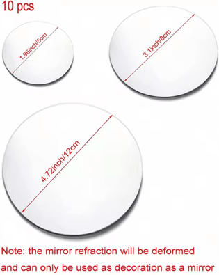Inspire Curations 10Pcs Round Acrylic Mirror Wall Stickers Self Adhesive Decorative Mirrors 5 8 12cm silver diameters 8cm