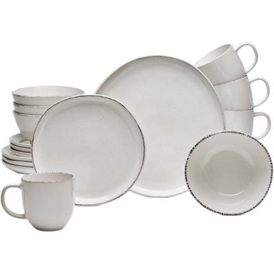 Kombiservice VAN WELL "Geschirr-Set Urban, 16-teilig", beige (creme), 16 Stk., Steinzeug, Geschirr-Sets, Kombiservice, rund, spülmaschinen- und mikrowellengeeignet
