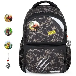 Belmil Schulrucksack Set- 2 teilig "Dinosaur World" mit Brustgurt 22 Liter