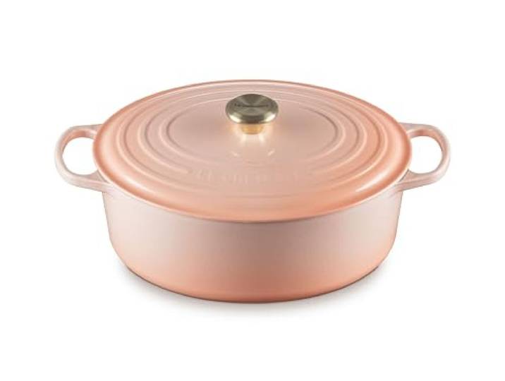 Le Creuset Schmortopf aus emailliertem Gusseisen, oval, 8 l, Peche