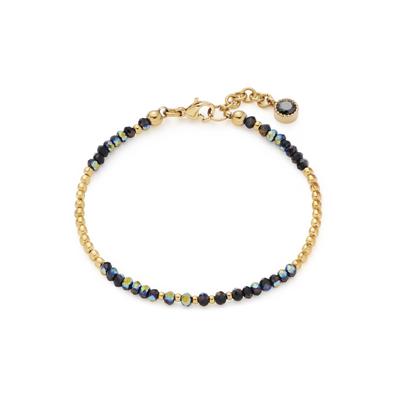Armband CIAO BY LEONARDO "Lola CIAO", schwarz (gelbgoldfarben, schwarz, schwarz), Armbänder, Damen, 18,5cm, Edelstahl, Armband, mit Kristallglas