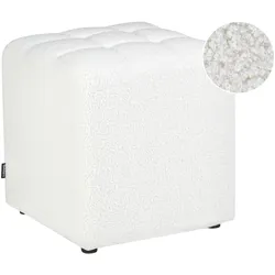 POUF Bouclé Weiß Kansas