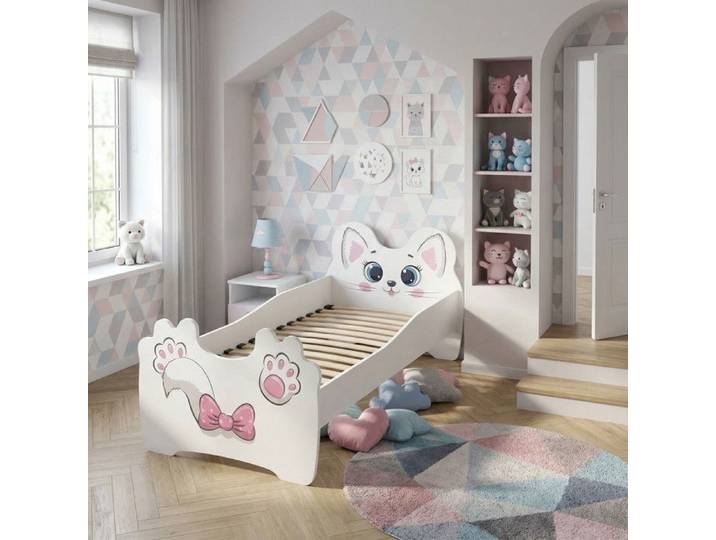 Lit enfant ANIMALS PINK CAT 140x70 – blanc sans matelas