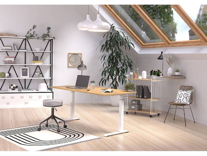 Bureau réglable Downey 160cm Marron/Imitation chêne/Blanc