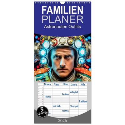 Familienplaner 2026 - Astronauten Outfits mit 5 Spalten (Wandkalender, 21 x 45 cm) CALVENDO