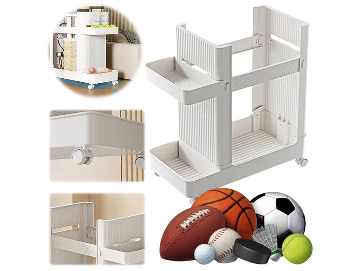 Chariot de rangement pour équipement de sport avec roulettes, support pour matériel de gym, étagère de rangement pour équipement sportif, panier de transport pour équipement sportif