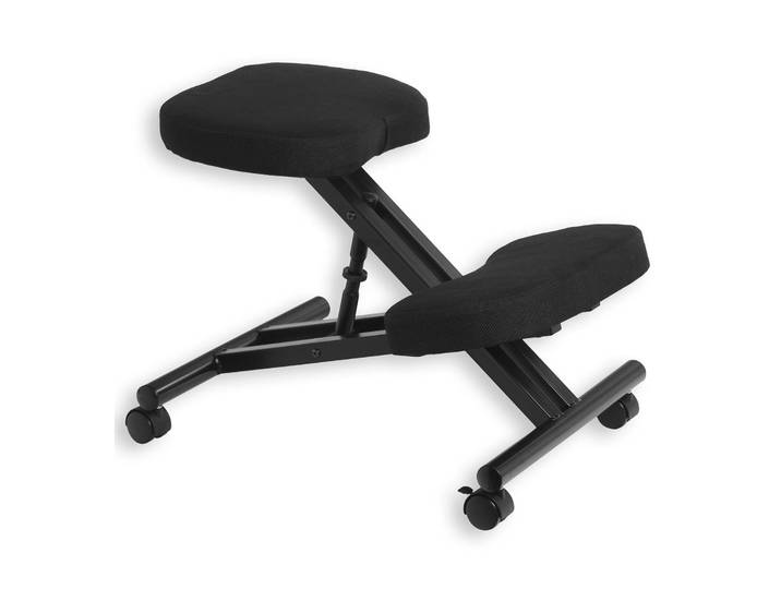 Idimex - Tabouret Ergonomique Robert\, Structure En Métal Noir Et Tissu Noir