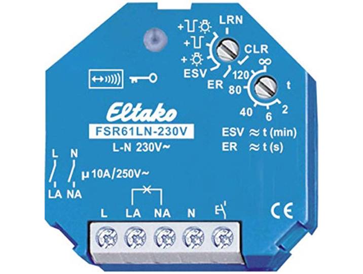 Eltako Radiactor stroomstoot-schakelrelais 230V voor 2-polig schakelen van L en N, 1 stuk, FSR61LN-230V