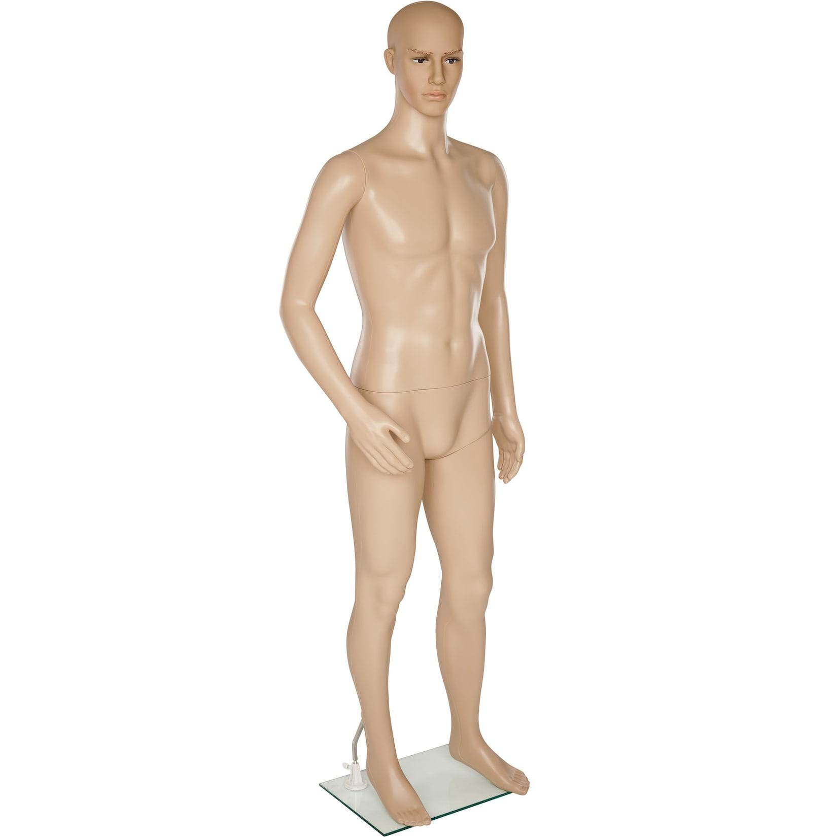 tectake® Schaufensterpuppe, aus Kunststoff, lebensechte Proportionen, Glasplatte mit Wadendorn