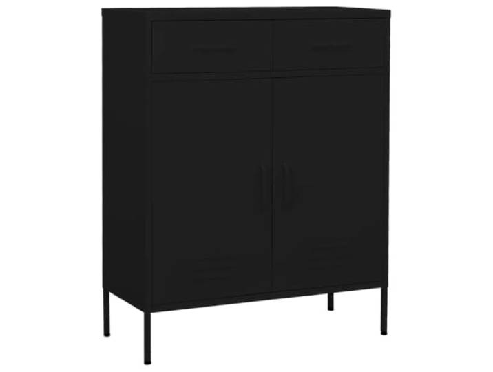 Helloshop26 02_0046851 Moderner robuster Aufbewahrungsschrank, 80 x 35 x 101 cm, mit Schubladen mit Kugellagern, Stahl, Schwarz