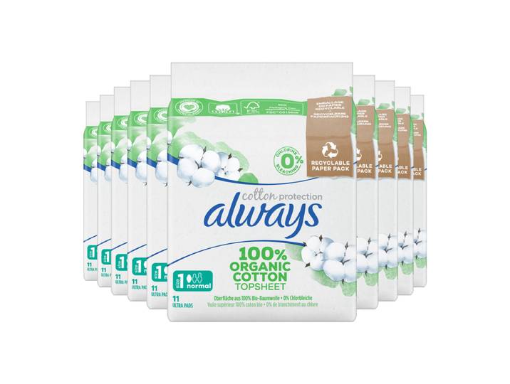 Always katoen bescherming maandverband (maat 1) 11 stuks
