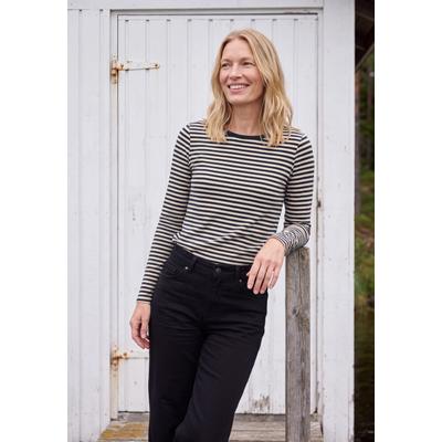 Langarmshirt CECIL, Damen, Gr. S (38), urban dunkelblau, Jersey, Obermaterial: 100% Lyocell, gestreift, hüftlang, U-Boot-Ausschnitt, Shirts Langarmshirt, gestreift, Lyocell-Qualität
