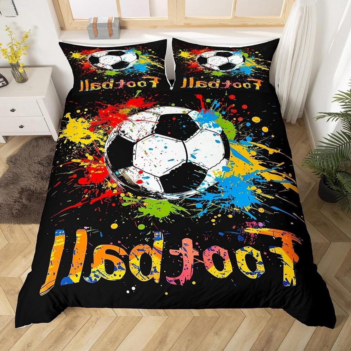Dekbedovertrek Voetbal Beddengoed Set - Multi - 220 x 240 cm