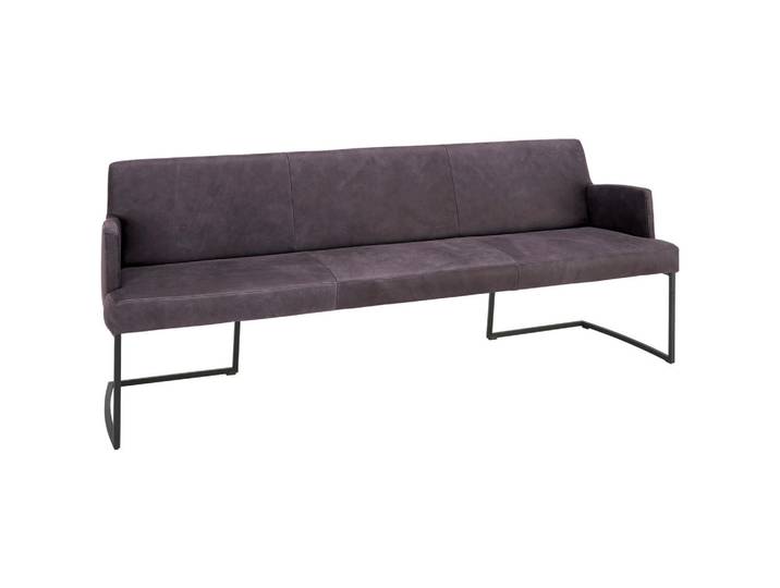 Joop! Sitzbank Swing, Braun, Schwarz, Metall, Echtleder, Nubukleder, Uni, 3-Sitzer, 218x87x66 cm, Goldenes M, Lederauswahl, Stoffauswahl, mit Rückenlehne, Esszimmer, Bänke, Sitzbänke