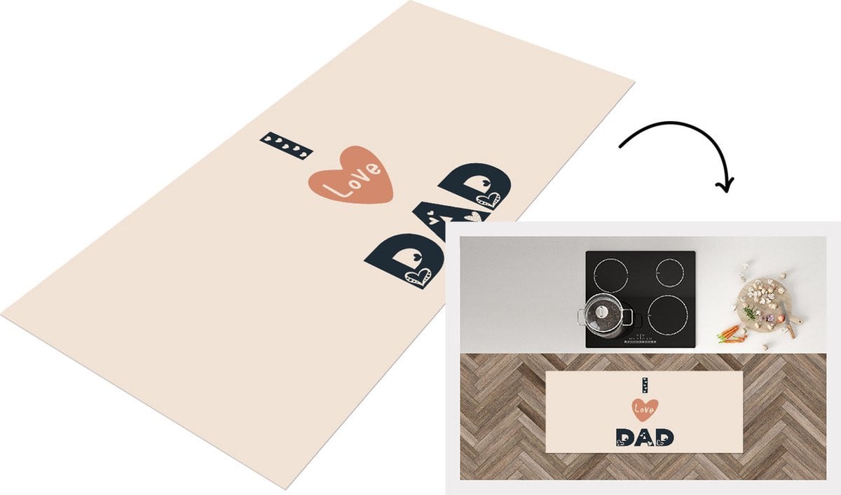 KitchenYeah Keukenloper Vinyl met I Love Dad Quote - 120 x 50 cm