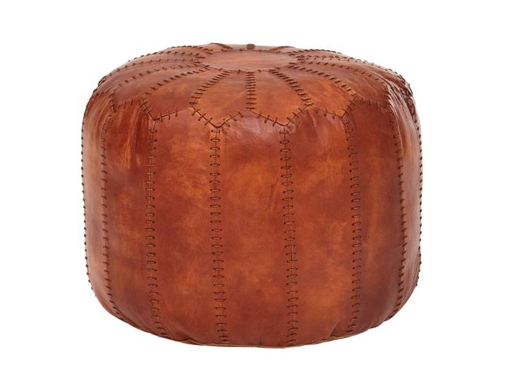 Tabouret en cuir véritable, marron