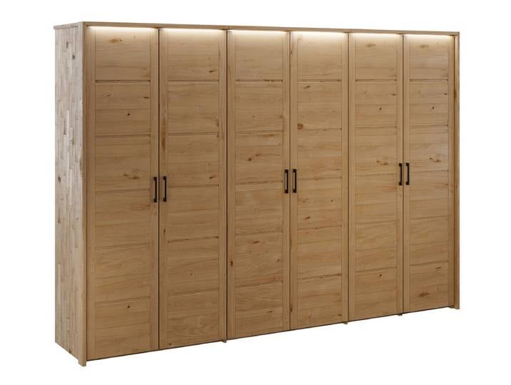 Kleiderschrank 285cm 6-trg. 'Meran' Wildeiche massiv geölt