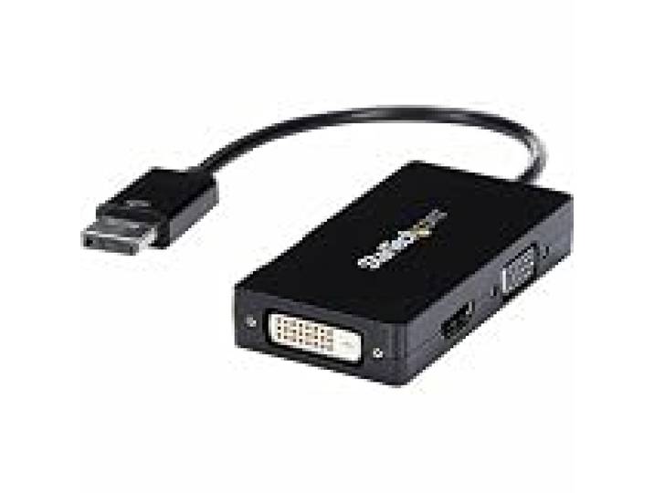 StarTech Adaptateur Voyage 3-en-1 DisplayPort vers HDMI 4K 30Hz, VGA/DVI