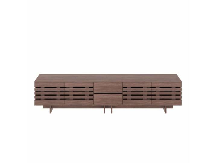 Meuble TV - HIBA - Meuble TV Moderne 200 cm Noyer - Support TV jusqu'à 80 pouces - 4 portes 2 tiroirs - 6 compartiments