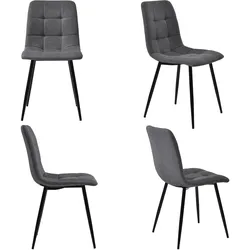 Merax Esszimmerstuhl (4 St), Dunkelgrau,4er-Set Polsterstuhl Design Stuhl mit Rückenlehne,Sitzfläche aus Leinen Gestell aus Metall
