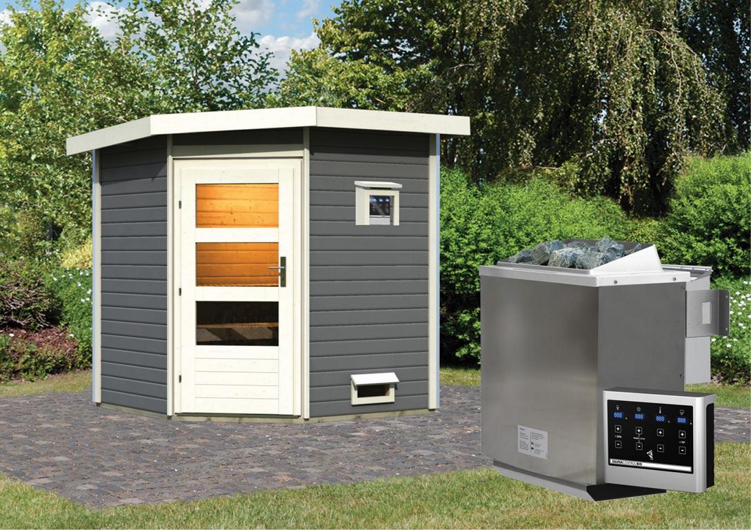 KARIBUHOLZT SH Pekka, 9kW Bio ext.Strg moderne Tür, terragrau 16913571