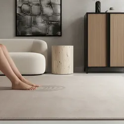 Kurzflorteppich Waschbar LECH, einfarbig, Creme, 60 x 110 cm