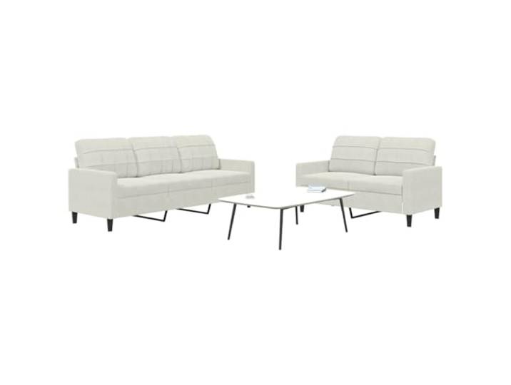 HEFZGDB 2-TLG. Sofagarnitur mit Kissen Creme Samt, Weiches Velours Material, Robustes Metallgestell mit Stabiler Konstruktion, Modernes Design Sofaset