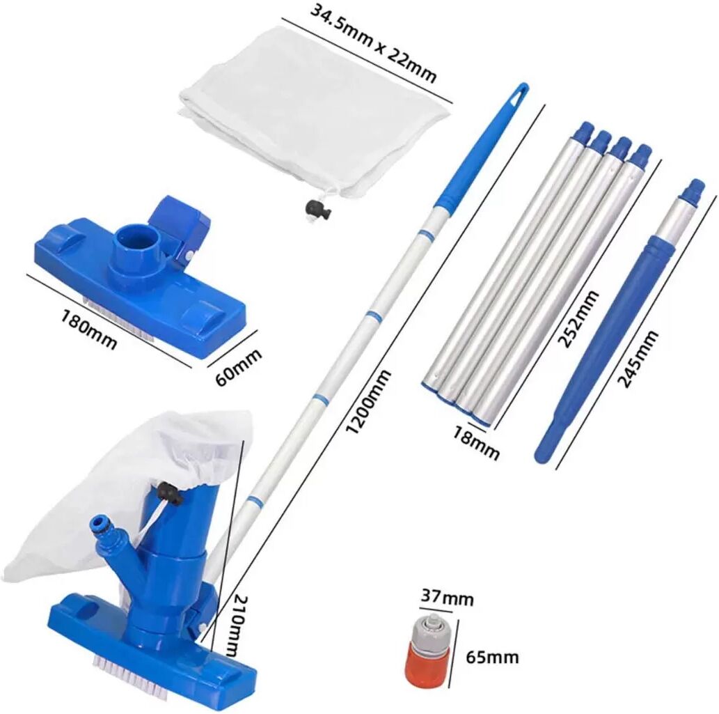 INF Kit de nettoyage de piscine - Manche fileté 5 sections, Standard européen