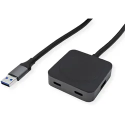 VALUE USB 3.2 Gen 1 Hub, 4 Ports (2x USB-A + 2x USB-C), mit Verlängerungskabel, 5 m