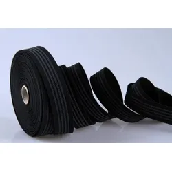 Elastisches Hosenband mit Gummiauflage | 25 mm breites Hosenband | schwarz | Meterware/Kurzware | Hemdband Anti-Rutsch | ca. 1 mm Stärke