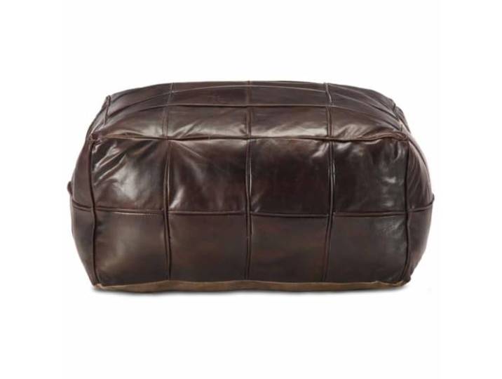 smnyxs Sitzsack 60x60x30 cm dunkelbraun Echtleder Ziegenleder Füllung aus Baumwolle, authentische Optik, Verwendung als Sitz- oder Fußstütze, warme Atmosphäre, Wohnzimmer, Schlafzimmer