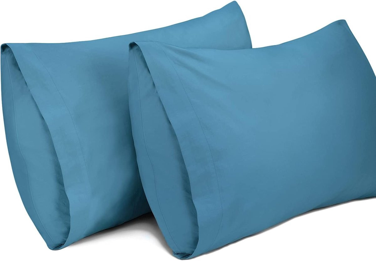 2-Pack Ademende Katoenen Kussenslopen Blauw, 50 x 91 cm