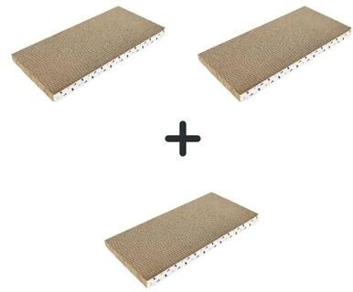 Inspired Finds Double Sided Corrugated Cat Scratching Board Lounge Bed 3 pack Mixed (2 Flat + 1 Wavy)