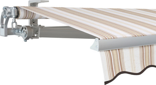 SOLUNA Gelenkarmmarkise Concept 3,5x2,5 Stoff Dessin 6171 Gestell Silber E6EV1 eloxiert Antrieb links inkl. Kurbel
