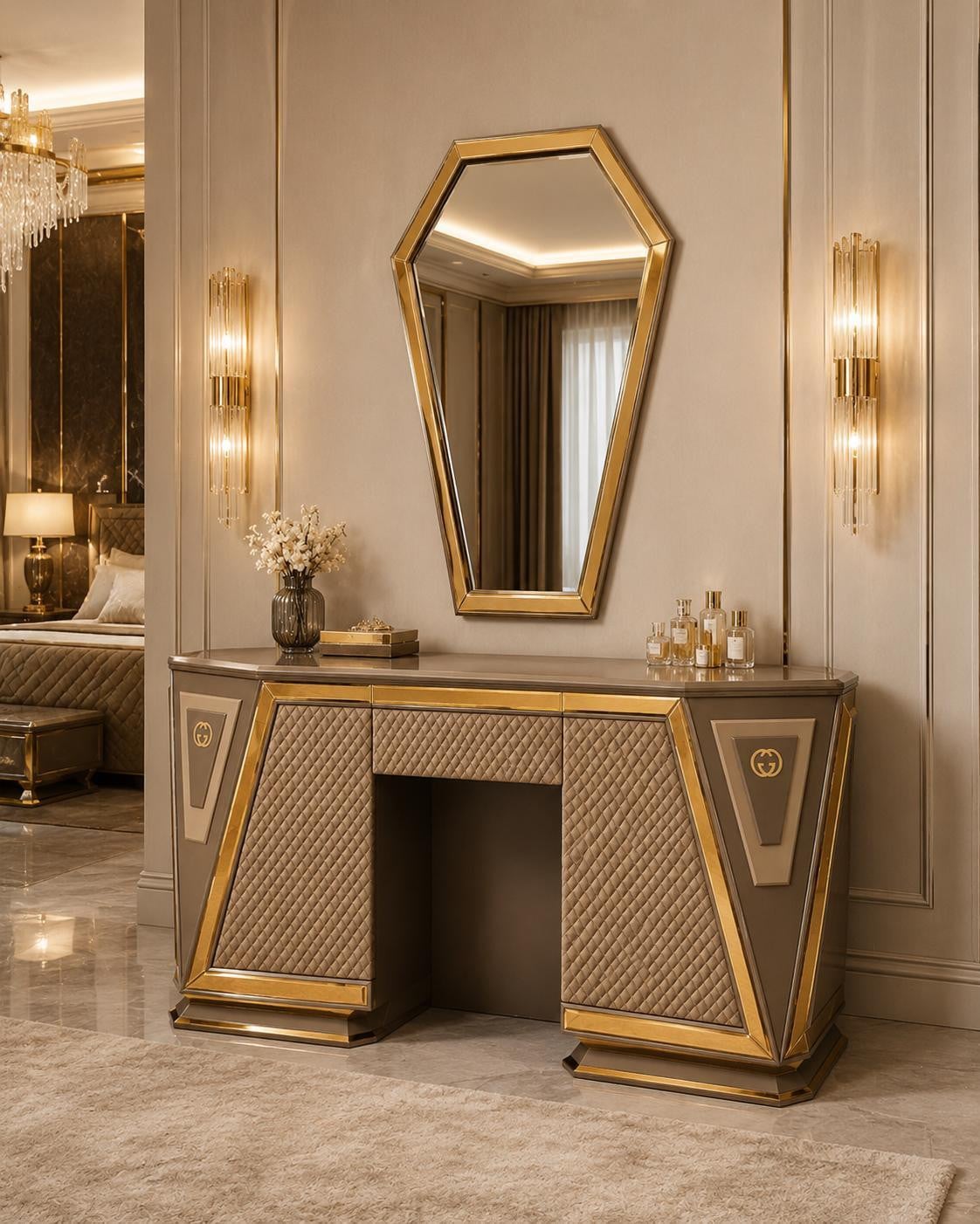 JVmoebel Moderne make-up tafel met spiegel voor volwassenen