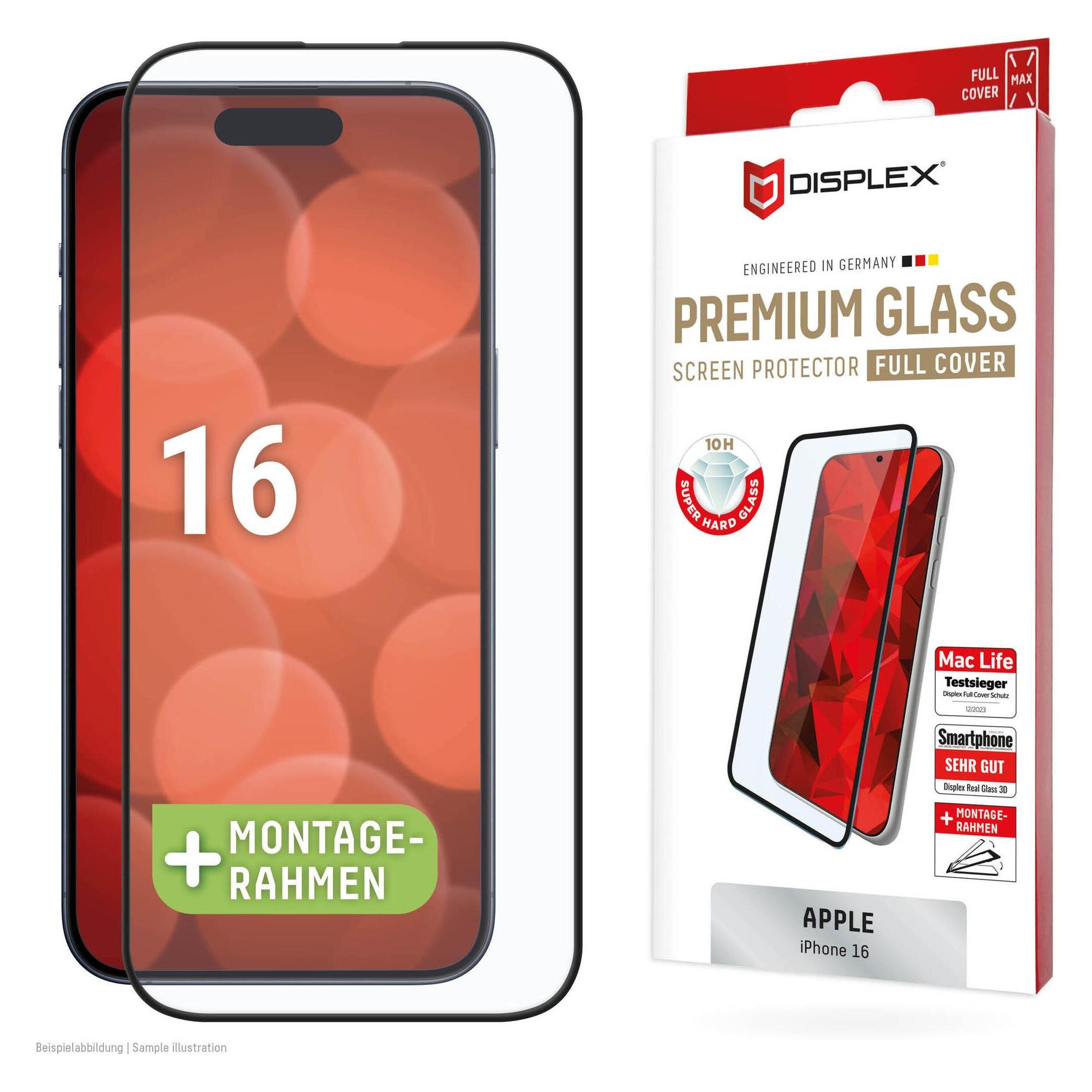 Displex Premium Glass, Full Cover Panzerglas (1 Stk., Apple iPhone 16) (02014)
