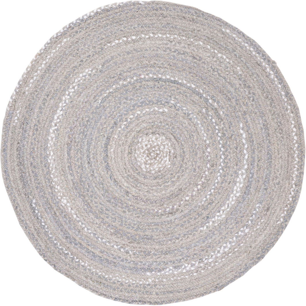 August Grove Cotton Hand Woven Area Rug Light Grey Round 122 cm