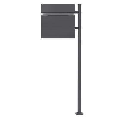 ECD Germany Standbriefkasten Anthrazit Edelstahl 120 cm mit Zeitungsfach, freistehend, pulverbeschichteter Postkasten