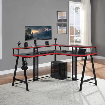 Office Star Products OSP Disruptor L-Shape Gaming Desk with Storage and Shelving