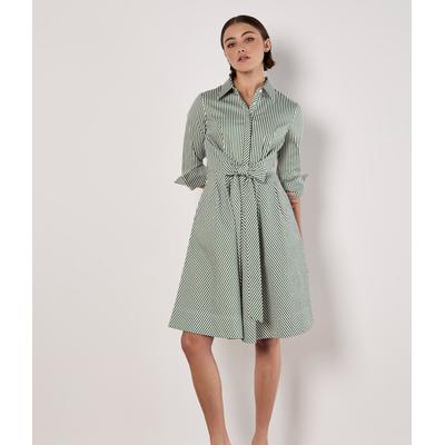 Minikleid APRICOT "Minikleid aus Baumwolle", Damen, Gr. L (40), N-Gr, grün, gewebt, Obermaterial: 95% Baumwolle CO. 5% Elasthan EL., gestreift, normal, Manschetten, Kleider Minikleid, mit seitlichen Streifen