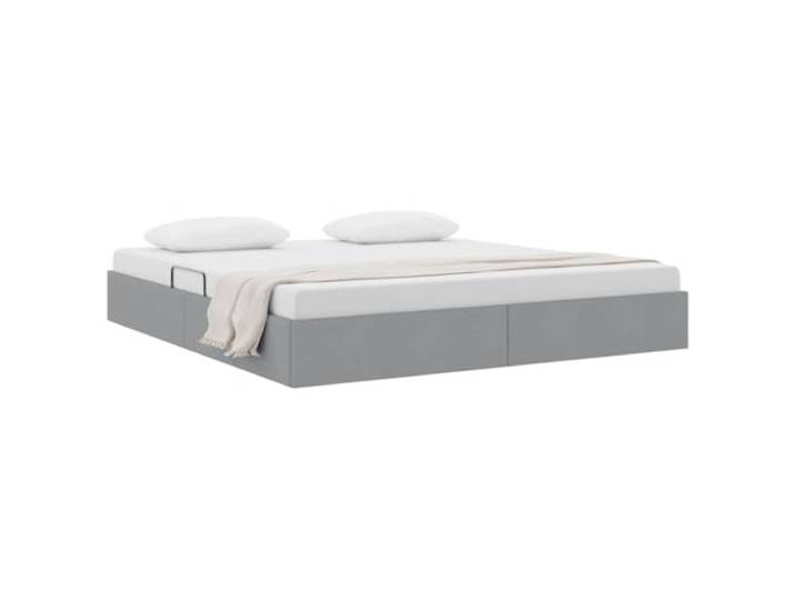 KKgypkn Stauraumbett mit Kopfteil Hellgrau 180x200 cm Stoff und Kunstleder, Bett mit Stauraum und hydraulischem Hebemechanismus, modernes Design