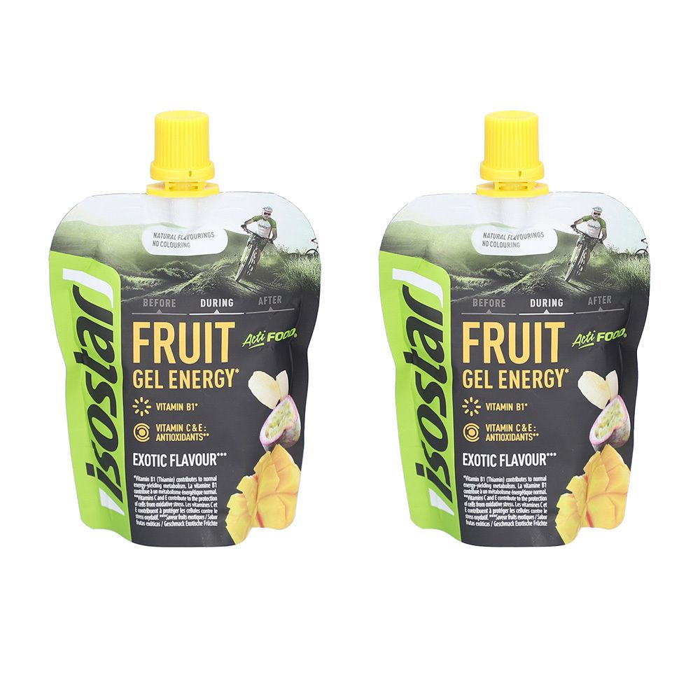 Isostar - Actifood Exotic Fruits Energiegel mit Vitaminen x3 3x90 g Gel