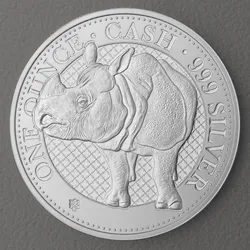 Silbermünze 1oz "Rhino" 2022 Cash Coin Indian Wildlife (St. Helena)