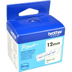 Originalband Brother Btag-133 12mm x 4m blau auf transparent nicht laminiert