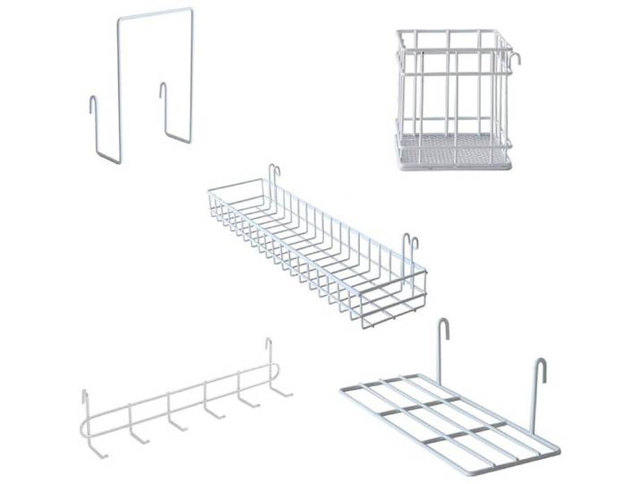 Lot de 5 grilles murales étagère suspendue porte-stylos étagère à crochets étagère à livres grille murale Blanc VITRINE