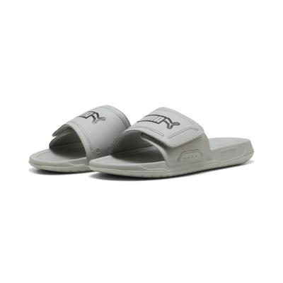 Badesandale PUMA "ROYALCAT COMFORT 2", Damen, Gr. 37, Textil, grau (gray echo, puma schwarz), Synthetik, unifarben, Schuhe, für Alltag und Freizeit, mit SOFTRIDE-Dämpfung, sportlicher Stil