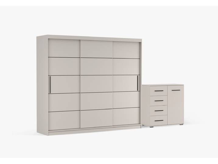 Schwebetürenschrank und Kommode 2er-Set ALBA II K/FRIDA MINI 01 KK Kaschmir Kaschmir